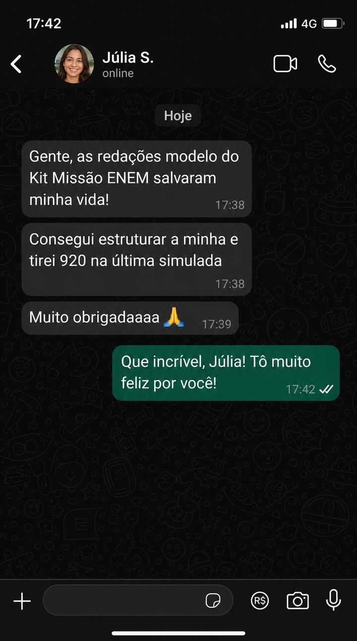Depoimento de aluno no WhatsApp 1