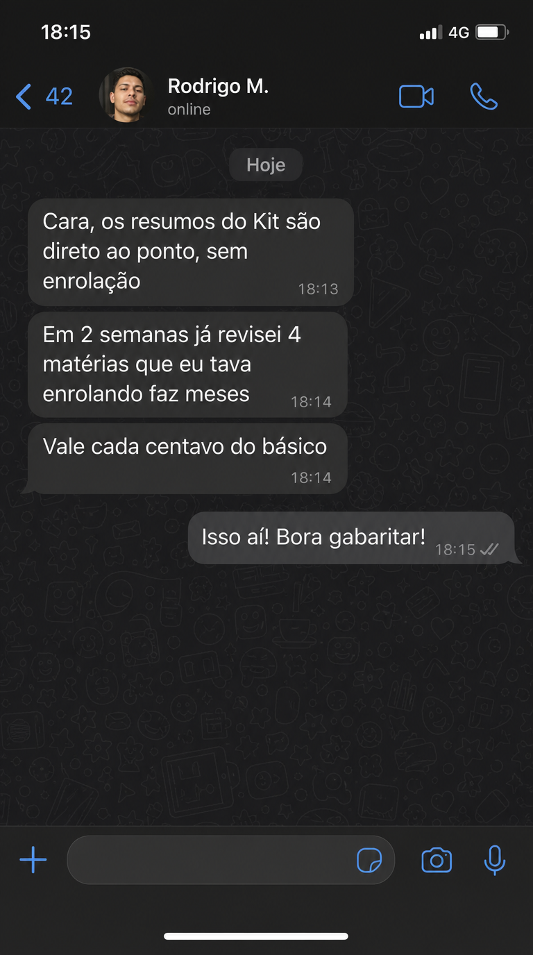 Depoimento de aluno no WhatsApp 2