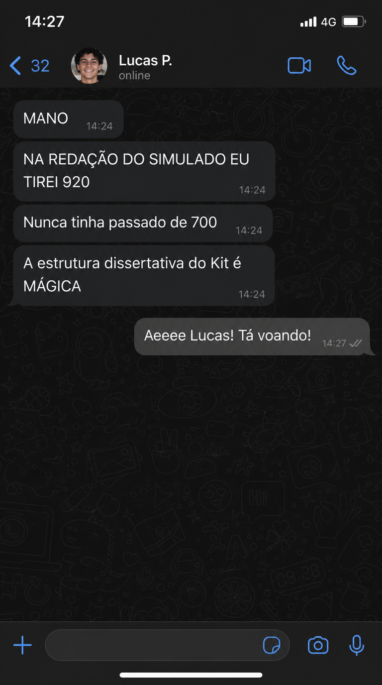 Depoimento de aluno no WhatsApp 4