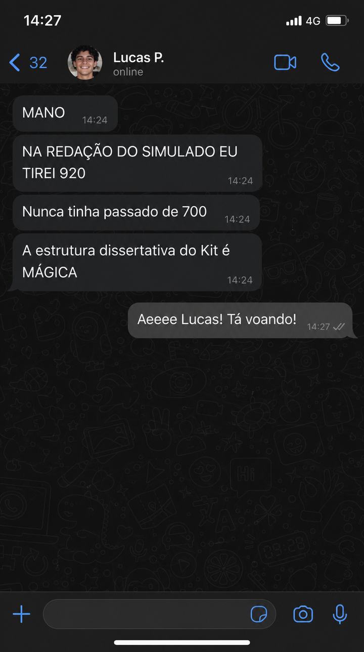 Depoimento de aluno no WhatsApp 4