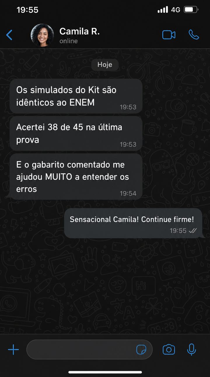 Depoimento de aluno no WhatsApp 5
