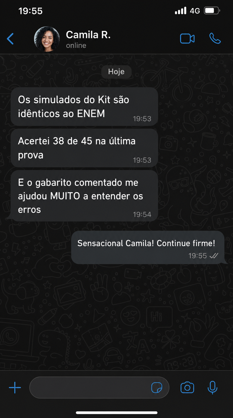Depoimento de aluno no WhatsApp 5